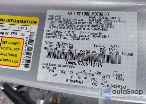 2016 Ford Fusion Se из США, поврежденный, VIN 1FA6P0H77G5113115